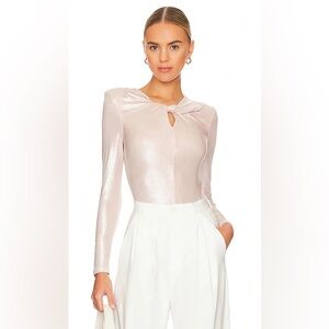 ASTR‎ The Label Barcelona Bodysuit Size Medium Pink Shine Long Sleeve